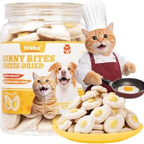 3.5oz Sunny Bites Freeze Dried Chicken Treats for Cat&Dog - Egg Yolk Healthy Cat Treats for Indoor Cats -Supports Immunity&Gut Healthy for Training Kitten Snack or Puppy Treats