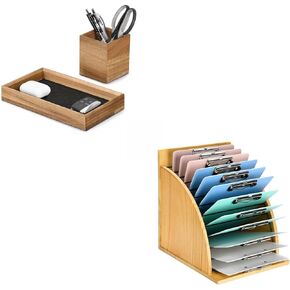 HULISEN Clipboard Holder + Desk Tray and Pencil Holder Set