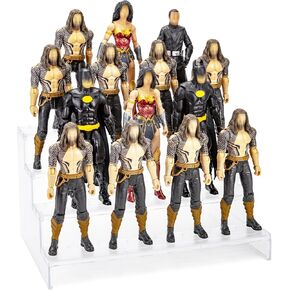 NC EBCO Acrylic Riser Display Shelf,6 i Clear Action Figures Stands With PEG,4 Tier Toy Collectibles Organizer Fit For 1/12 Scale Marvel Legends /DC/ GI Joe/ MOTU Figure Toy