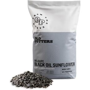 Wildlife Black Oil Sunflower Seeds for Birds and Wildlife, Non-GMO & USA Grown on Small Farms (25 lbs)