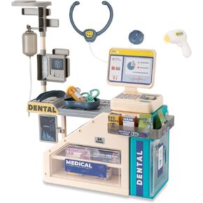 STEM Doctor Kit for Kids Ages 3-5, Interactive Doctor Playset with Realistic LED Lights & Sounds, Educational Science Toys for Toddlers, 24-Piece Learning Kit for Diagnose & Heal Role Play！