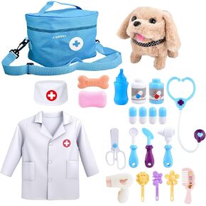 Doctor Kit for Toddlers 3-5 Doctors Play Set Toddler Girl Toys 3 4 5 Year Old Girl Birthday Gift Dog Puppy Vet Kit Kids Veterinarian Playset