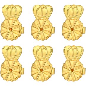 Earring Backs Lifters,3 Pairs Secure Earring Backs for Droopy Ears,Adjustable Hypoallergenic Earring Backs for Heavy(White)