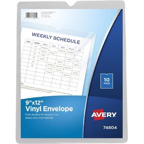 Avery Translucent Document Wallet, Clear Travel Document Organizer, Holds Up to 50 Pages, 12 Wallets (72278)