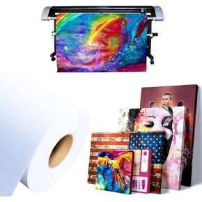 Professional Matte Canvas Roll Wide Format Inkjet Printing 300gsm Glossy ECO Solvent Canvas Roll for Indoor Outdoor Painting Art Photography and Home Decor(36"x100' Glossy ECO-Solvent Polyester)
