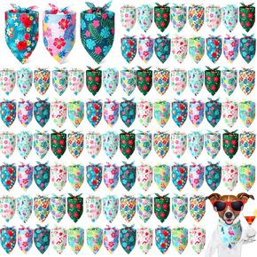100 Pcs Fruit Dog Bandanas Bulk Summer Bandanas for Dogs Hawaiian Soft Bibs Adjustable Triangle Scarf for Small Medium Large Pet Costume