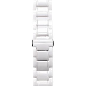20mm 22mm Steel Ceramic Strap for Samsung Galaxy Watch4 5 40mm 45 44mm Pro Amazfit Gts Watch Band Wristband for Huawei Belt Bracelet(White and Gold,22mm)