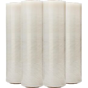 The Boxery- 18''X1500' Per Roll Stretch Wrap-4 Rolls-6000 Feet Total (30 Gauge)-Lightweight, Prestretched Stretch Wrap Film Clear Cling Plastic for Shipping, Moving and Packaging