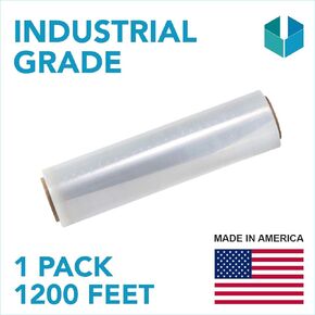 18" x 1200 FT Roll 80 Gauge Thick, 4 Pack. Industrial Stretch Wrap for Moving, Pallet Shrink Film, Ideal for Furniture, Boxes, Pallets (Clear)