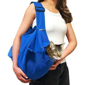 Cat Carrier Pouch, Soft Cat Carrier for Medium & Large Cats up to 20lbs | Escape-Proof & Anxiety-Reducing Design, Restraint Bag for Vet Visits, Nail Trimming & Travel – Klein Blue