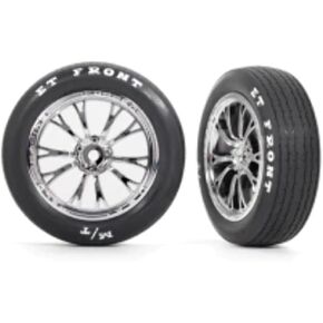 Traxxas 9474R Tires & Wheels, Assembled, Glued (Weld Chrome Wheels, Tires, Foam Inserts) (Front) (2)