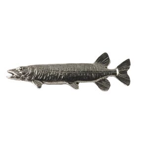 Muskellunge, Muskie, Fish Pin, 2 1/2", Tiger Muskellunge, Musky, Fishing, Lapel, Hat, Pins, Brooch, Jewelry, Gift, 100% Handmade in the USA, 200 Fish Designs. (#01 F068 2 1/2" Pewter Pin)