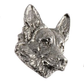 German Shepherd Dog, Lapel Pin, Hat, Pins, Brooch, Keychain, Key Fob, Canine, Germany, Jewelry, Metal, Gift, 100% Handmade in America, (#01 Pewter Pin Head 1" D084)