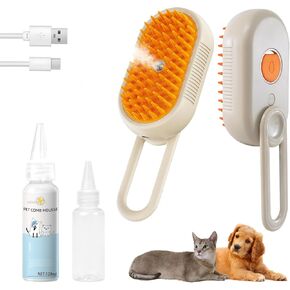4-in-1 Cat Steam Brush for Shedding & Grooming, Spray Hair Removal Comb, Cat Brush for Massage, Pet Grooming Comb Hair Removal Tool for Cats and Dogs