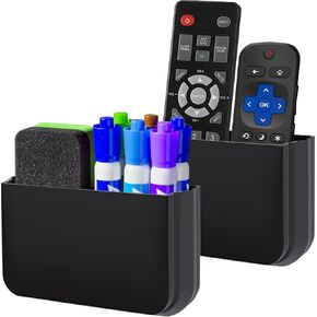 Magnetic Remote Control Holder Wall Mount, 2 Pack TV Remote Holder Wall Mount, Magnetic Pen Holders for Refrigerator, Whiteboard Marker, Locker Organizer, Office Organizer (Black) in Kuwait