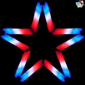 Joyin 12 PCS عصي الرغوة الرابعة الرابعة ، 16 "Red White Blue Lead Sticks مع 3 أوضاع للضوء ، توهج في الحفل المظلم لصالح الإمداد بالاستقلال يوم الاحتفال بالكرنفال