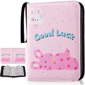 Card Binder 4 Pocket, 400 Pockets Trading Card Holder with 50 Removable Sleeves, Portable PU Waterproof Card Collection Albums with Zipper