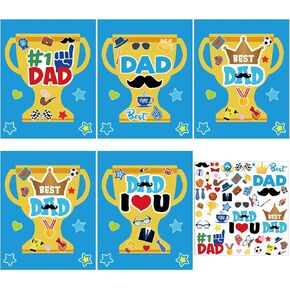 Motipuns 24 Set Father's Day Card Making Kits Father's Day DIY Handmade Arts Crafts Shirt Tie Greeting Envelope Card Bulk with Stickers for Papa Daddy Party Supplies Decor(Tie Style)