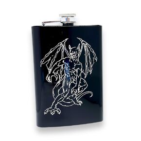 8oz BLACK Gargoyle Flask