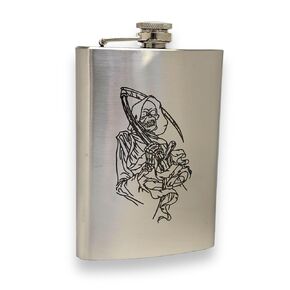 8oz Dealer of Death Grim Reaper Hip Flask