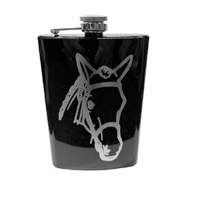 8oz BLACK Horse Flask