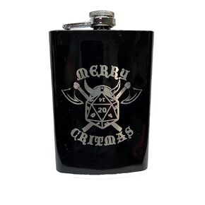 8oz BLACK Merry Critmas Flask