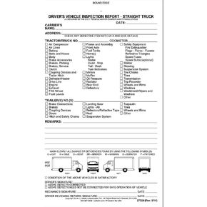 Straight Truck Detailed Driver's Vehicle Inspection Report 10-pk. - Book Format with 31 Sets, 2-Ply Carbonless, 5.5" x 9.25", Meet FMCSR Requirements, J. J. Keller & Associates, Inc.