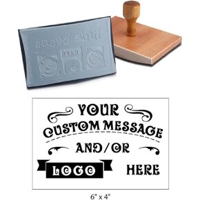 4'' x 5'' Extra Large Custom Rocker Mount Wood Hand Rubber Stamp with Wooden Handle