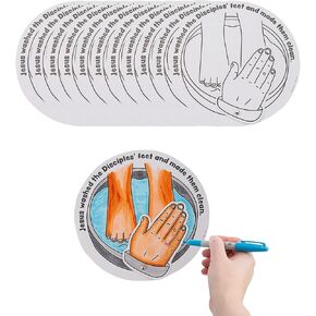 Fun Express 9" Color Your Own Jesus Washing Feet Cardstock Craft Kit - Makes 12