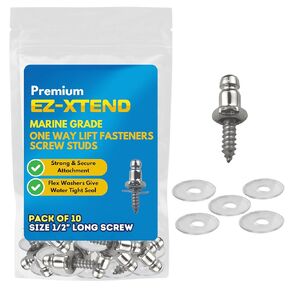 EZ-Xtend One Way Lift Fasteners Screw Stud - Nickel Plated Brass Stud with Stainless Steel Screw (10, 1/2")