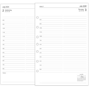 newestor 2025-2026 Daily Planner Refill for Mini Binders, Day on One Page, July 2025 to June 2026, 5-1/2" x 8-1/2", 7 Holes