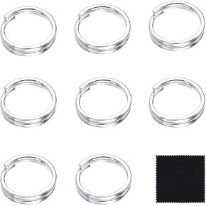 simarro 8 Pcs 925 Sterling Silver Split Jump Ring, 6mm Double Ring Round Open Small Necklace Jewelry Clasp, Open Connector Closures Bracelet Necklace Charm Key Rings Earring for Jewelry Findings