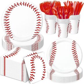 140 PCS Baseball Birthday Decorations, Baseball Party Supplies Includes Plates, Napkins, Cups, Cutlery for Baseball Party Decorations, Serve 20