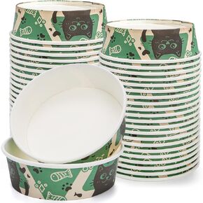 SOUJOY 40Pcs Disposable Cat Bowls, 16 oz Dog Feeding Bowl, Travel Pet Food Bowl for Small Dog Puppy Cat Dry and Wet Food or Water