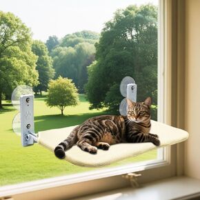 Easy Fold Cat Window Perch, Cordless Hammock, Fold-Up Cat Bed with Zip Closure, Machine Washable Seat, Sturdy Metal Frame for Cats and Kittens (Ocean-Themed Zipper, Extra Large)