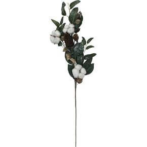 Northlight Cotton Flowers and Foliage Artificial Twig Pick Spray - 27.5" - White