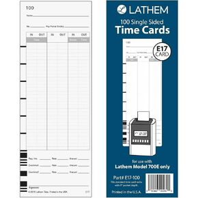 Lathem 700E Time Cards - White - 3x5 inches - 100 Pack