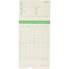 Time Card for uPunch HN1000, HN3000, HN3600 Bundle, 100/Pk