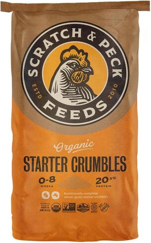 Scratch and Peck Whole Grain Grower Crumbles Chicken and Duck Feed - 25 lbs Bag - Corn-Free and Soy-Free - 17% Protein, Certified Organic and Non-GMO Project Verified Chicken Food in Kuwait