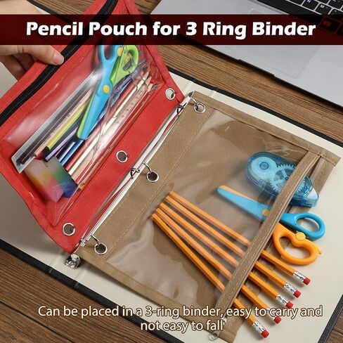 LINCIA 36 PACK PENCIL POCNES FOR 3 RING BINDER مع أكياس قلم رصاص السوستة السوستة ، 6 ألوان ، علبة قلم رصاص مع نافذة صافية مزدوجة على الوجهين للوازم المكتبي (المعكرونات) in Kuwait