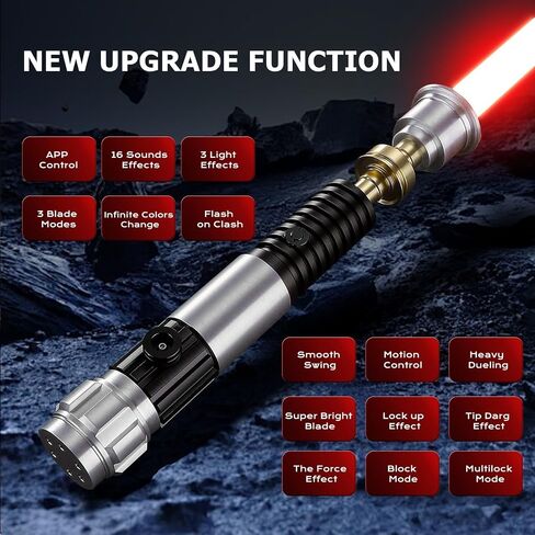 Upgrade App Control Metal Dueling Obw Lightsaber, Smooth Swing 16 Sound Effects 3 Light Effects, 16 Colors and Infinite Change Light Saber for Adults Kids (RGB-OBW) in Saudi Arabia