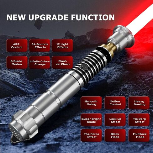 Upgrade App Control Metal Dueling Obw Lightsaber, Smooth Swing 16 Sound Effects 3 Light Effects, 16 Colors and Infinite Change Light Saber for Adults Kids (RGB-OBW) in Saudi Arabia