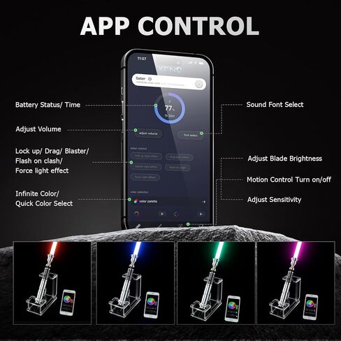 Upgrade App Control Metal Dueling Obw Lightsaber, Smooth Swing 16 Sound Effects 3 Light Effects, 16 Colors and Infinite Change Light Saber for Adults Kids (RGB-OBW) in Saudi Arabia