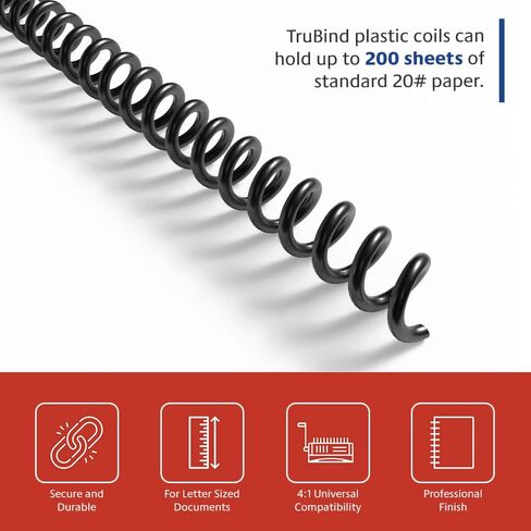 TruBind 23mm (15/16 in.) Spiral Binding Coils for Reports, Presentations and Proposals | 4:1 Pitch | 12 in. Length | White | 200 Sheets Binding Capacity | 50 Pack in Saudi Arabia