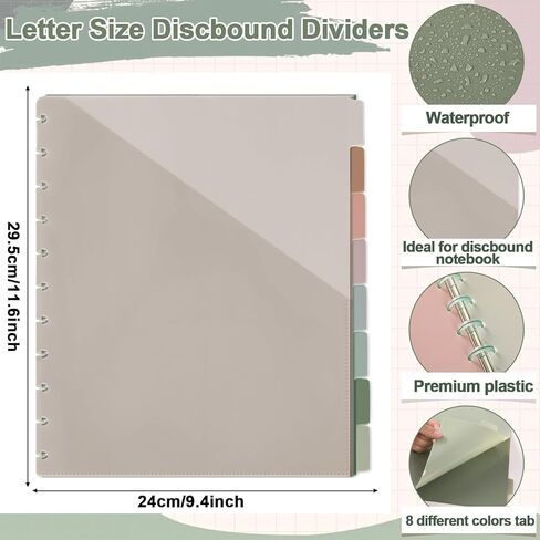 8 PCS Discbound Pocket Dividers 8.5 × 11 مع علامات تبويب وجيوب 8 علامات التبويب Discbound Pocket Bolders حجم الحرف Discbound Discbound Discbound Discist Discs Plannner Supplies لمكتب مدرسة الأعمال (Boho) in Saudi Arabia
