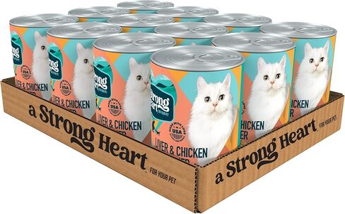 A Strong Heart Canned Wet Cat Food, Special Supper Dinner - 13.2 oz Cans (Pack of 12), Made in The USA with Real Turkey & Fish in Saudi Arabia