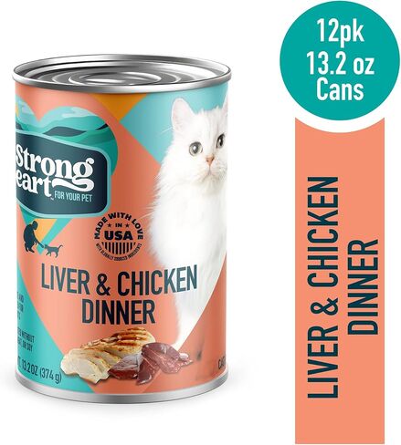A Strong Heart Canned Wet Cat Food, Special Supper Dinner - 13.2 oz Cans (Pack of 12), Made in The USA with Real Turkey & Fish in Saudi Arabia