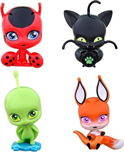 Bandai Miraculous Ladybug و Cat Noir Quality Kwami مفاجأة - 4 تماثيل سحرية | جواهر لامعة من أجل الجمال والعرض in Kuwait