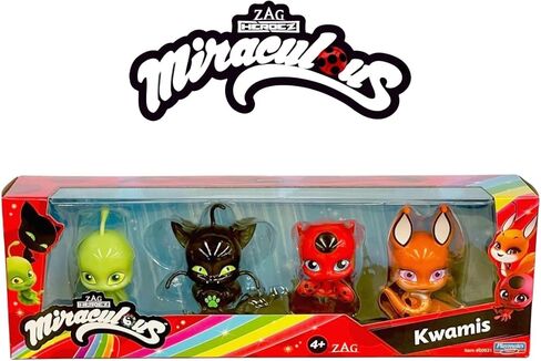 Bandai Miraculous Ladybug و Cat Noir Quality Kwami مفاجأة - 4 تماثيل سحرية | جواهر لامعة من أجل الجمال والعرض in Kuwait