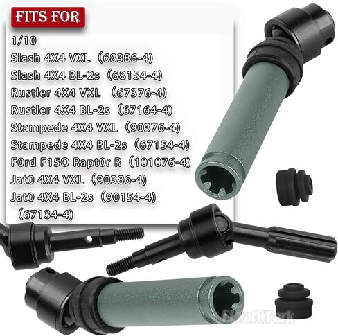 ترقيات محاور عمود محرك الأقراص ل 1/10 4WD SLASH/Rustler/Stampede/Jat0 4x4 (BL-2S) (VXL) ، F0RD F15O ، RC الأمامي والخلف ، CVD CVD W/Hex Up ، Titanium in Kuwait